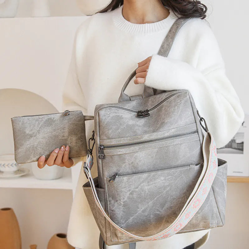 Bolsa Mochila Feminina de Couro Vegano com Alça