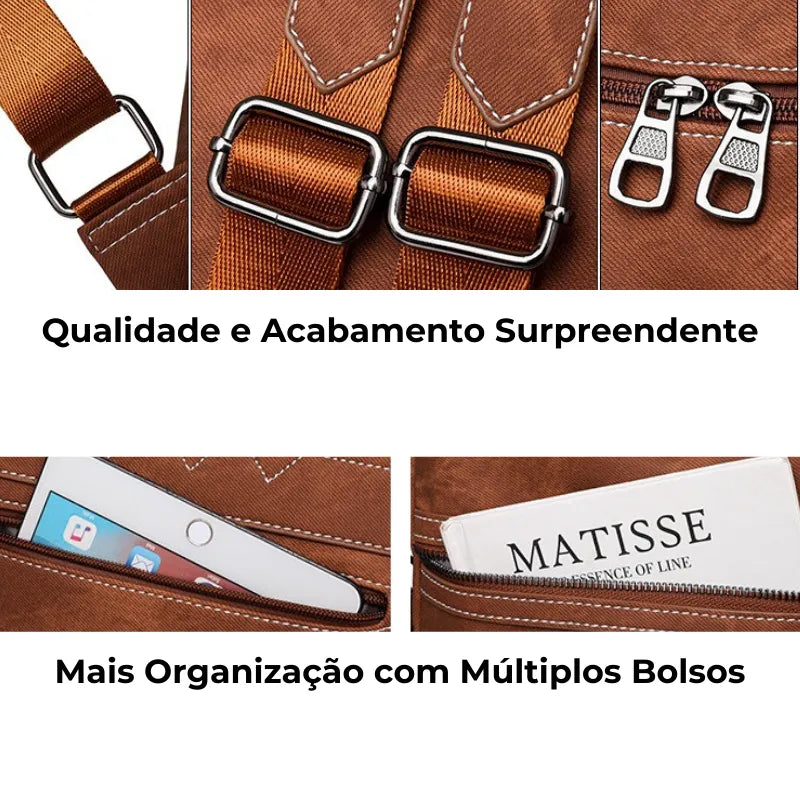 Bolsa Mochila Feminina de Couro Vegano com Alça