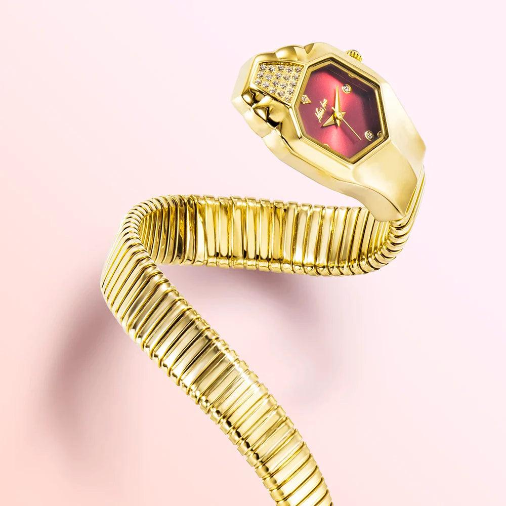 Relógio Feminino Luxuoso em Forma de Cobra Quartzo