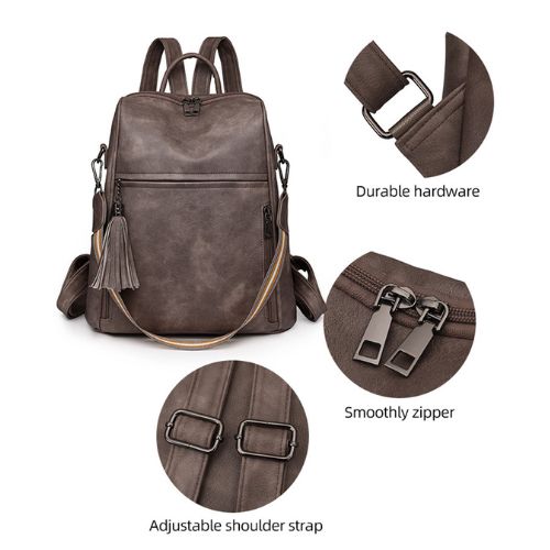Mochila de Couro Feminina Larga Capacidade