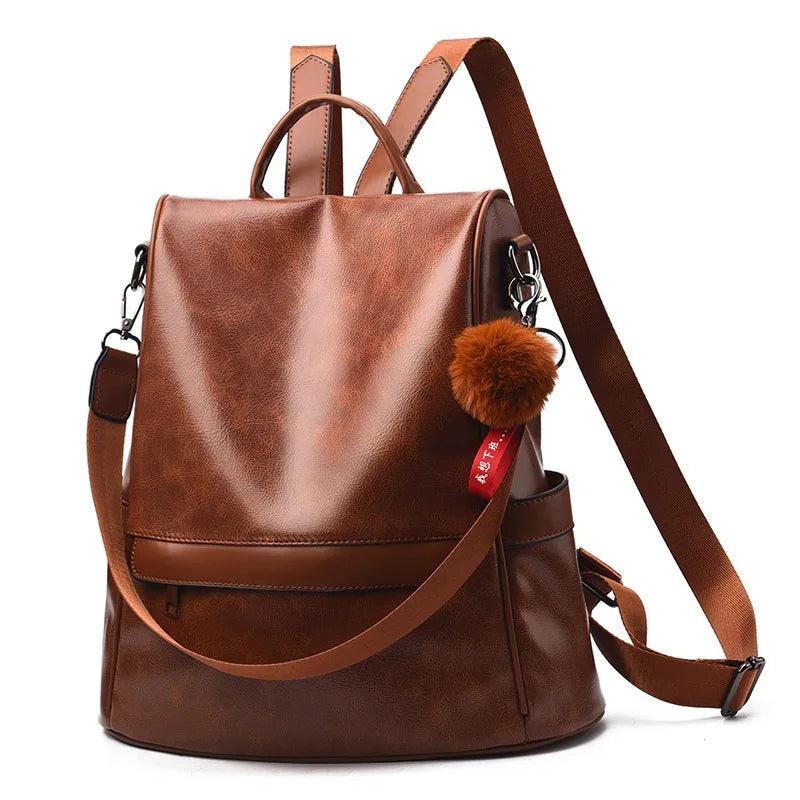 Mochila Feminina em Couro Genuíno Thalia Compacta
