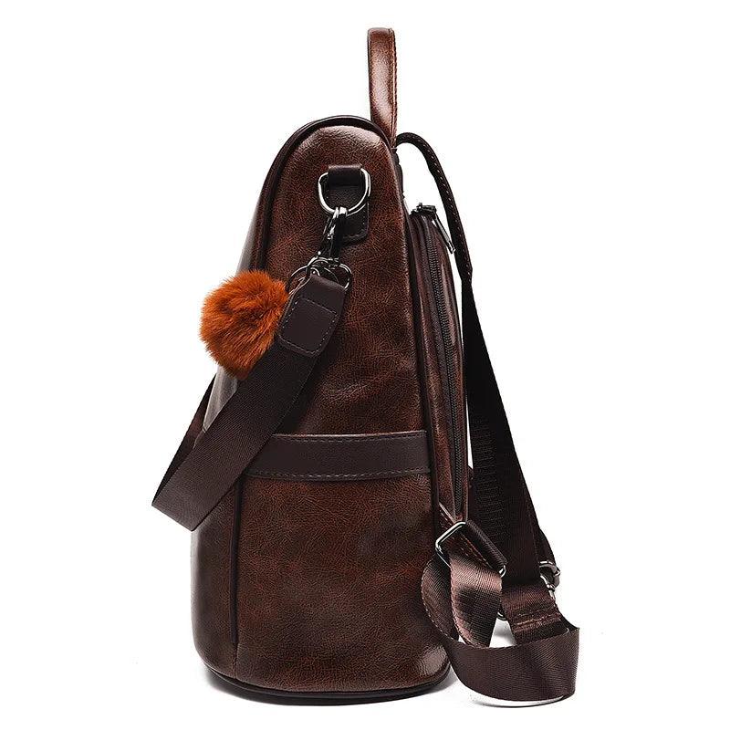 Mochila Feminina em Couro Genuíno Thalia Compacta