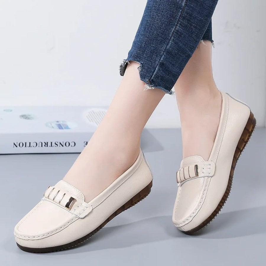 Mocassim Feminino de Couro Genuíno