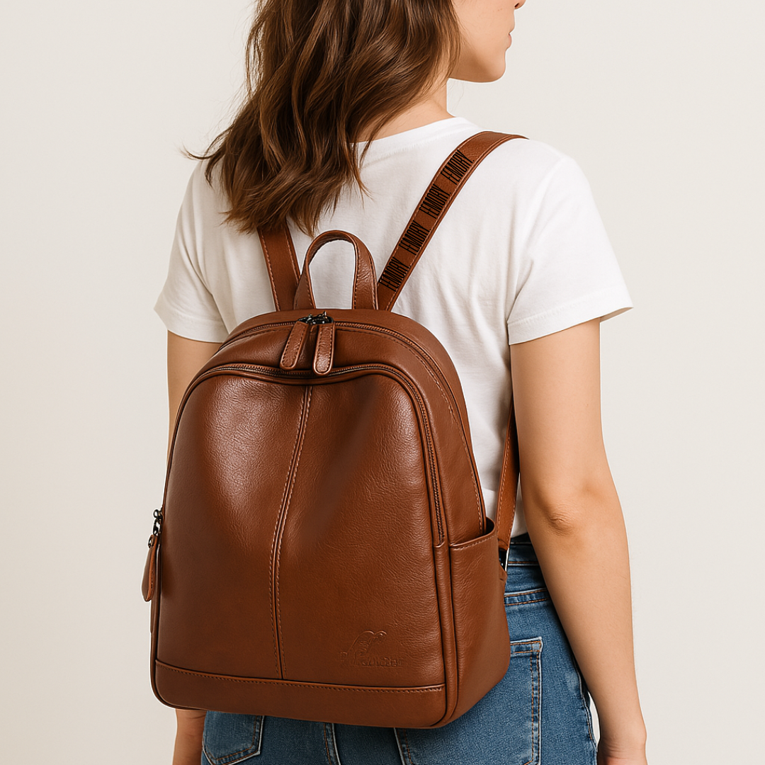 Mochila Feminina Nayla em Couro Genuíno – Moderna, Espaçosa e Resistente