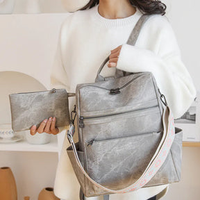 Bolsa Mochila Feminina de Couro Vegano com Alça