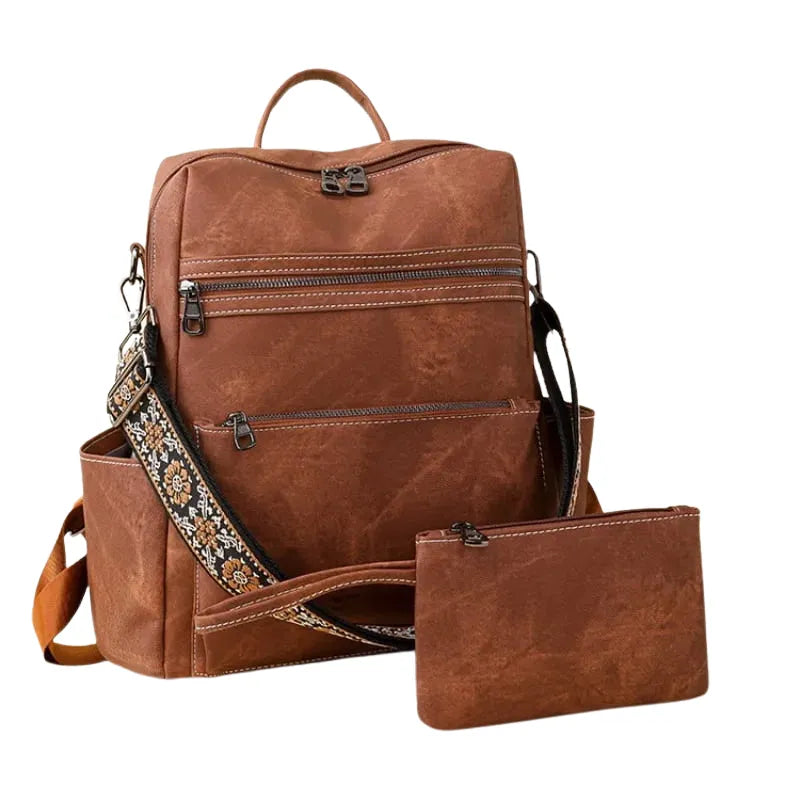 Bolsa Mochila Feminina de Couro Vegano com Alça