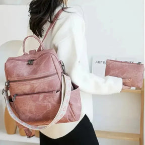 Bolsa Mochila Feminina de Couro Vegano com Alça