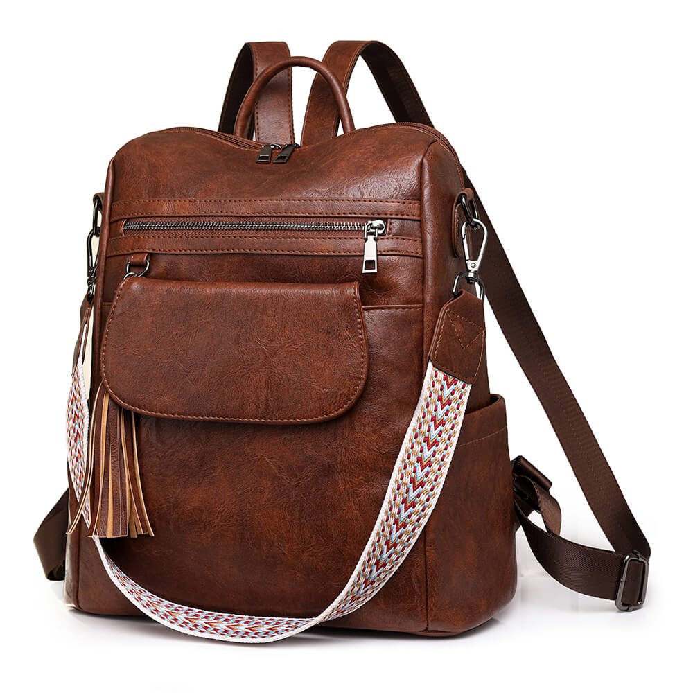 Mochila Feminina em Couro Genuíno Léa Compacta