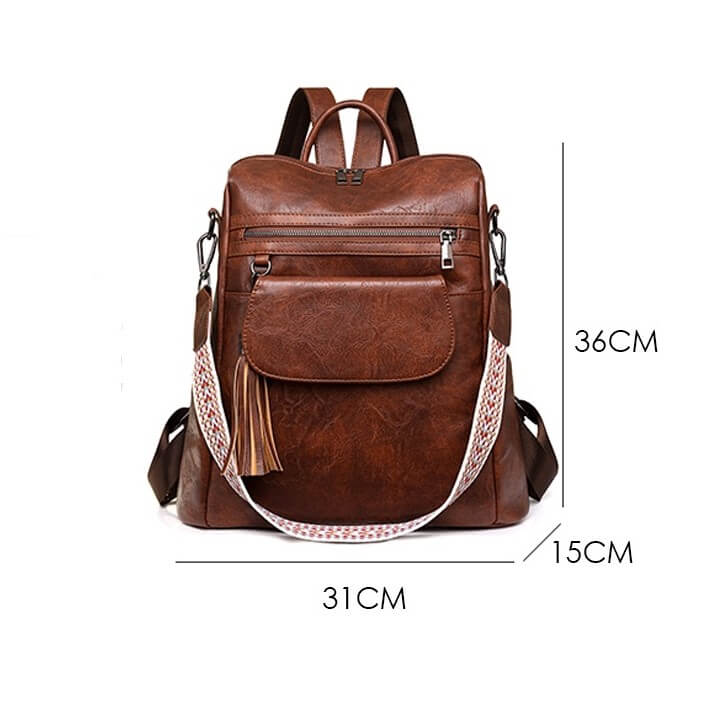 Mochila Feminina em Couro Genuíno Léa Compacta