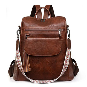 Mochila Feminina em Couro Genuíno Léa Compacta