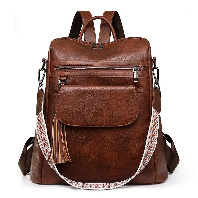 Mochila Feminina em Couro Genuíno Léa Compacta