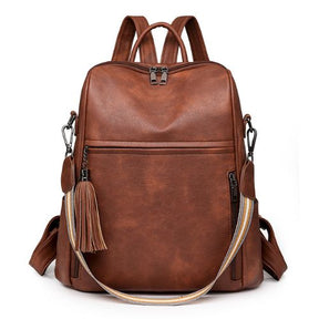 Mochila de Couro Feminina Larga Capacidade