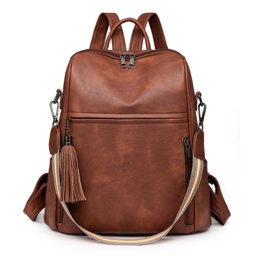 Mochila de Couro Feminina Larga Capacidade
