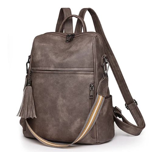Mochila de Couro Feminina Larga Capacidade